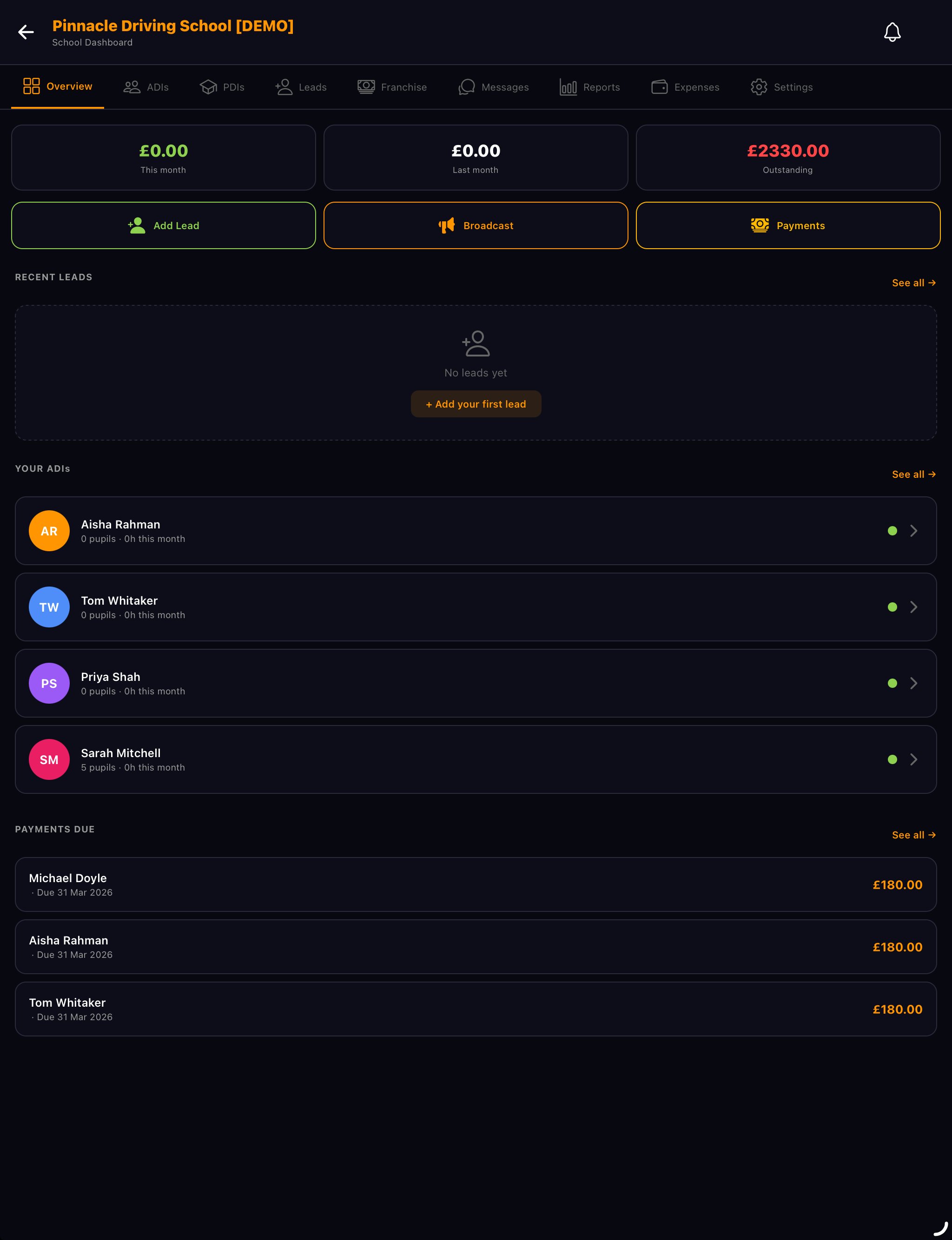 School dashboard
